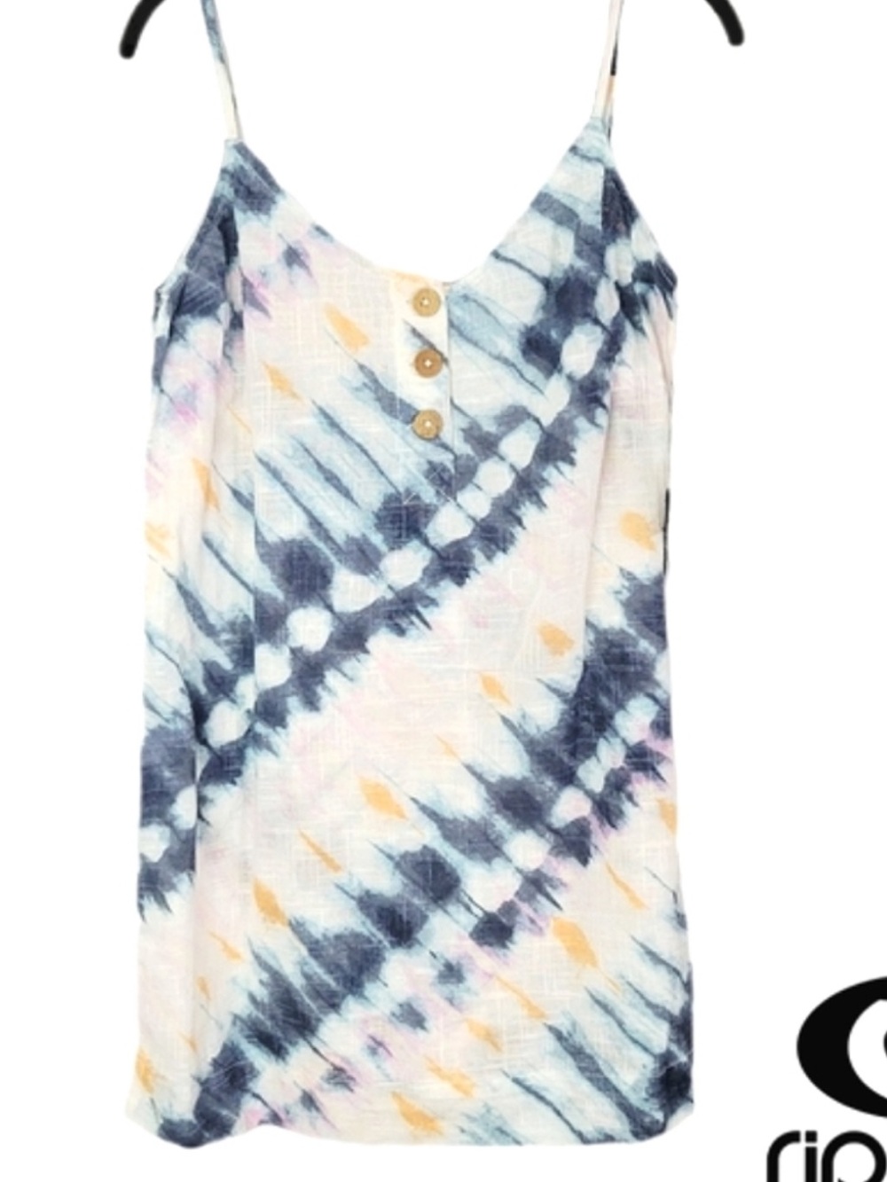 Rip Curl Tie-Dye Linen Top in Blue, White & Peach